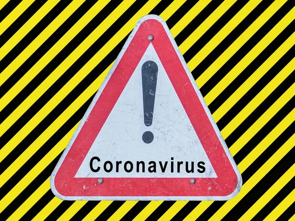 Varning Tecken Coronavirus Larm Symbol Bakgrund Tyska — Stockfoto