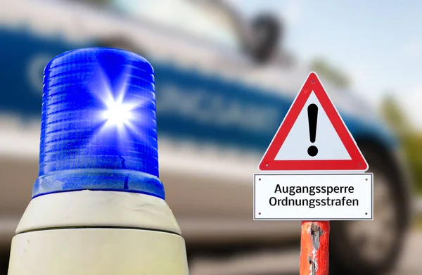 Señal Advertencia Azul Intermitente Oficina Reguladora Los Partidos Corona Alemán — Foto de Stock