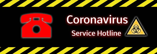 Banner Coronavirus Service Hotline Rode Telefoon — Stockfoto