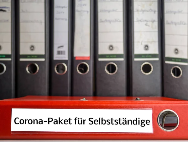 Corona Pakket Voor Zelfstandige Bestandsmappen Het Duits — Stockfoto