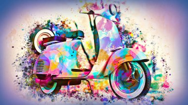 Klasik renkli scooter tasarımı
