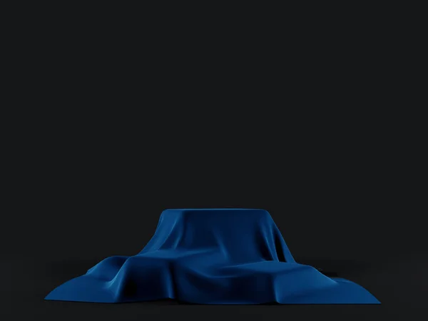 Pano Azul Pedestal Suporte Produto Mostra Produto Cena Exposição Com — Fotografia de Stock
