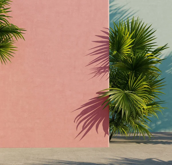 분홍색 청록색 녹색의 잎으로칠 햇빛에 그늘을 드리웠다 렌더링 — 스톡 사진