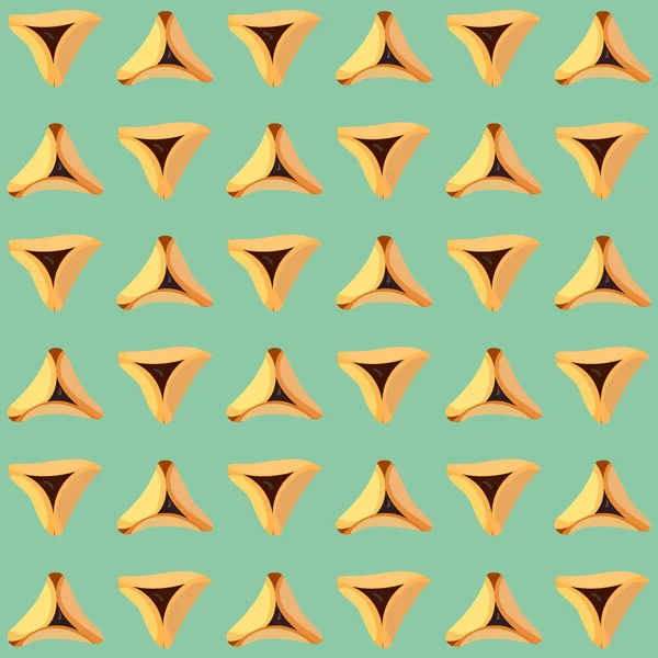 Vacances juives de Pourim, motif sans couture avec hamantaschen — Image vectorielle