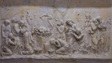 Bas-relief in the Carmelite Monastery, Muhraqa on Mount Carmel, Israel clipart
