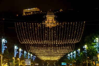 Sderot Ben Gurion Hayfa'daki üzerinde Noel aydınlatma
