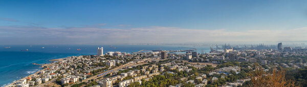 Панорама района Хайфа и Бат Галим в Хайфе, Израиль

