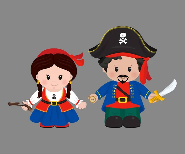 Pirates dans le style de dessin animé — Image vectorielle