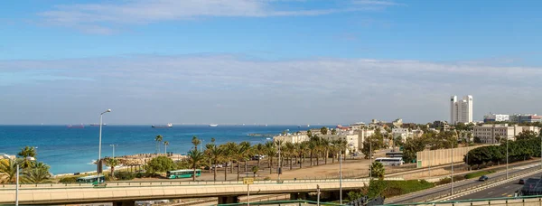 Panorama del Mar Mediterraneo e di Haifa, Israele — Foto Stock