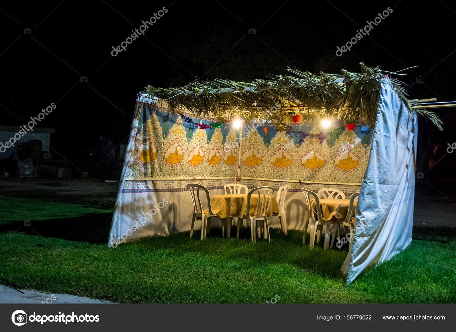Sukkah symbolic temporary hut for celebration of Jewish Holiday