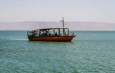 Wooden boat, Sea of Galilee in Israel clipart