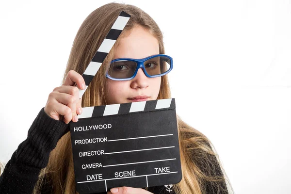 Adolescente avec clapperboard — Photo