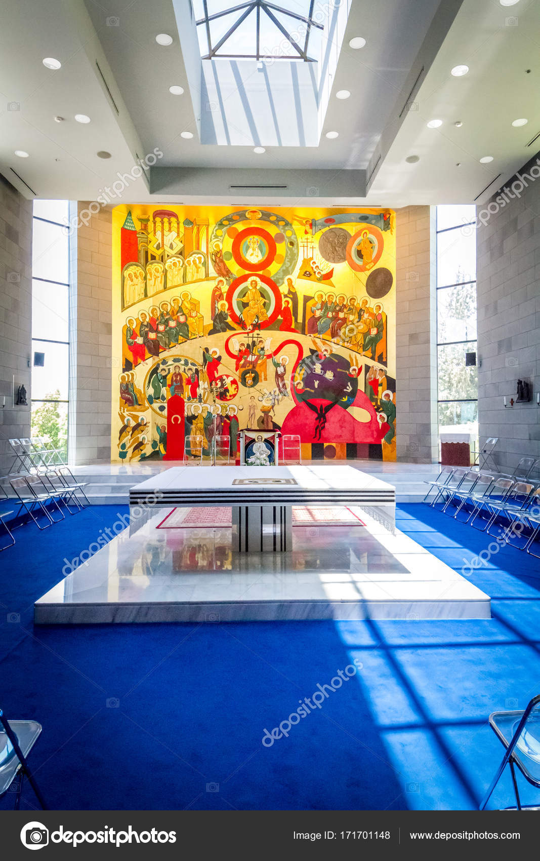 The Interior Of The Church In Domus Galilaeae Israel Stock
