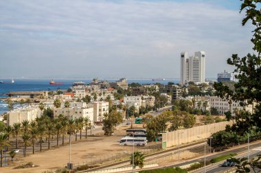 Haifa, İsrail ve Akdeniz deniz görünümü