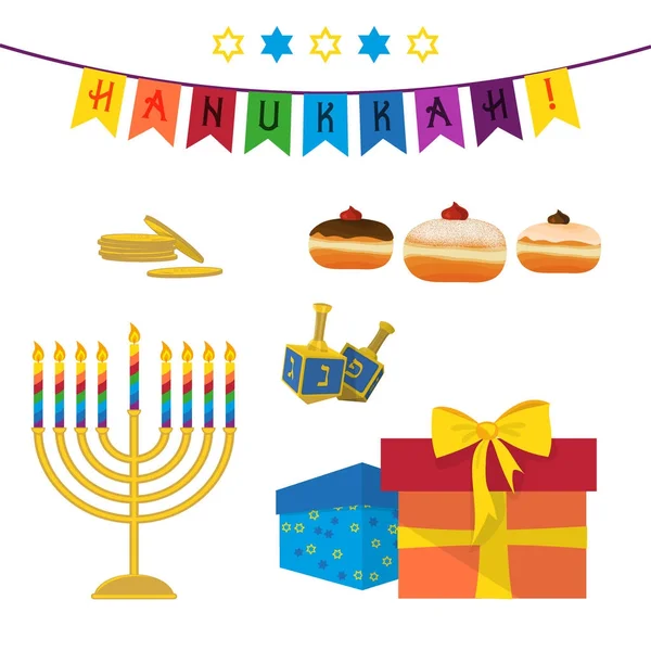 Jewish holiday of Hanukkah, symbols set
