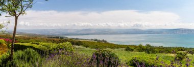 Panoramic view of the sea of Galilee from the Mount of Beatitudes, Israel clipart