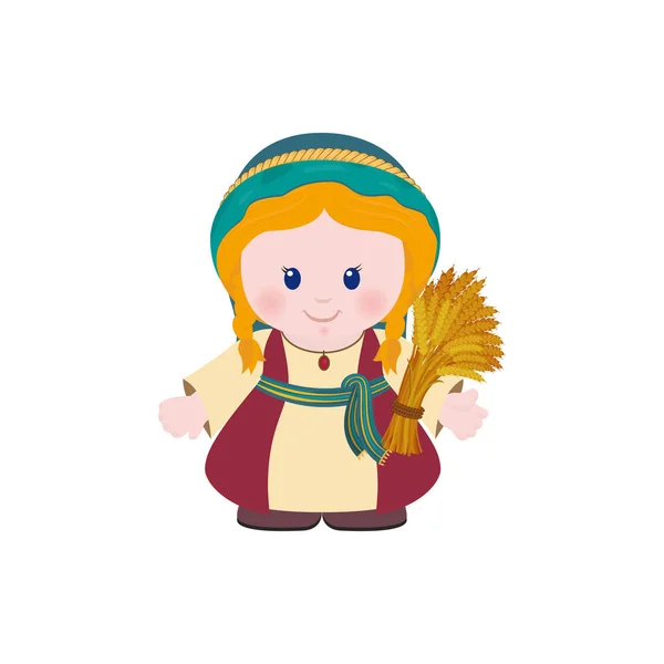 Ruth avec une gerbe de blé sur fond blanc . — Image vectorielle