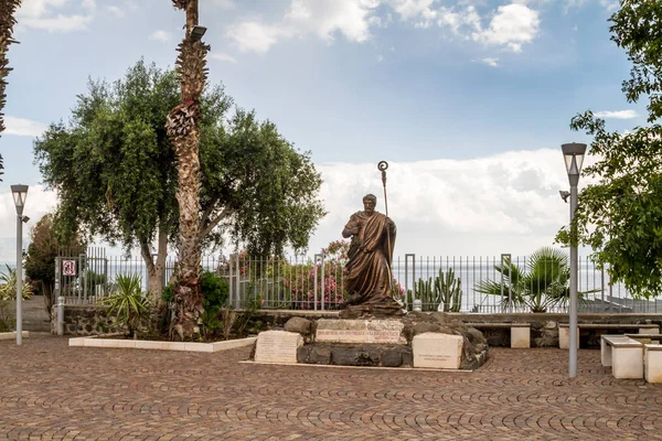 Rzeźba apostoła Piotra w Kafarnaum, Izrael — Zdjęcie stockowe