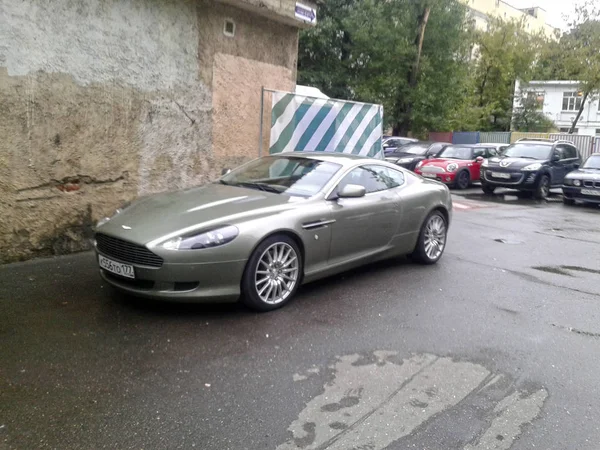 Aston Martin Db9 Moscow Courtyard September 2017 Stock Picture