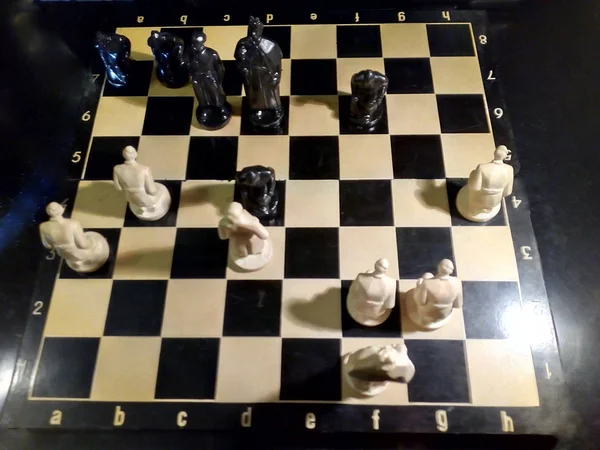 Black Surrendered Chess Game Victory White Pieces — Stock Photo, Image