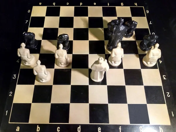 Black Surrendered Chess Game Victory White Pieces — Stock Photo, Image