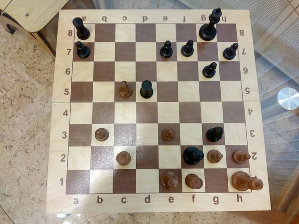 Weiß Gab Den Sieg Schwarze Figuren Ende Der Schachpartie — Stockfoto