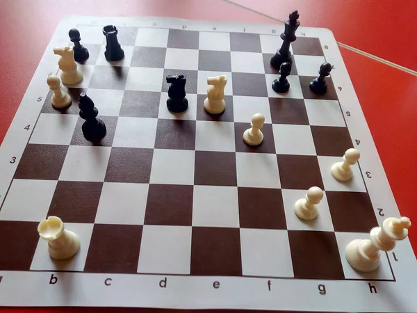 Black Surrendered Victory White Pieces Chess Game — Stock Photo, Image