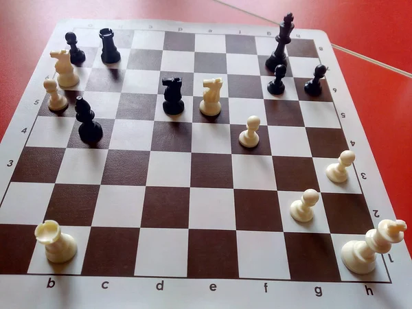 Black Est Rendu Victoire Des Pièces Blanches Jeu Échecs — Photo