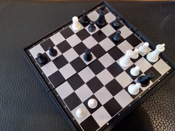 Black Surrendered Victory White Pieces Chess Game — Stock Photo, Image