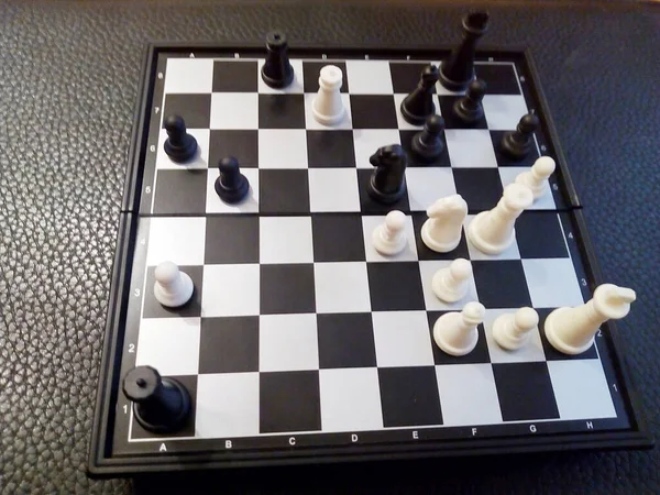 Black Surrendered Victory White Pieces Chess Game — Stock Photo, Image