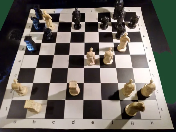 Black Vzdal Vítězství Bílých Kousků Šachy — Stock fotografie