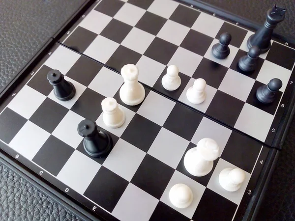 Білі Здалися Перемога Чорних Фігур Шахова Гра — стокове фото