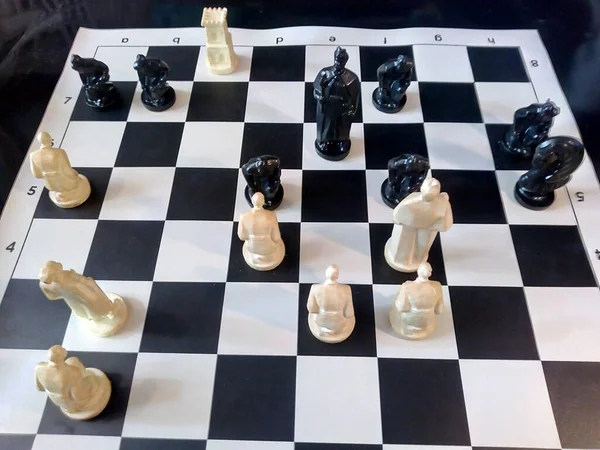 Skak Mat Kepada Raja Putih Kemenangan Dari Permainan Catur Hitam — Stok Foto