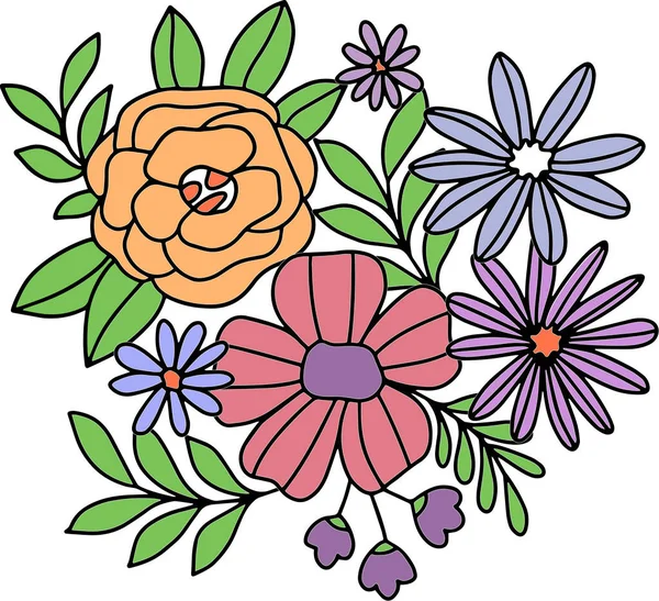 Blumenset auf weißem Hintergrund in Vektorgrafik, für das Design von Postkarten, Postern, Notizbüchern — Stockvektor
