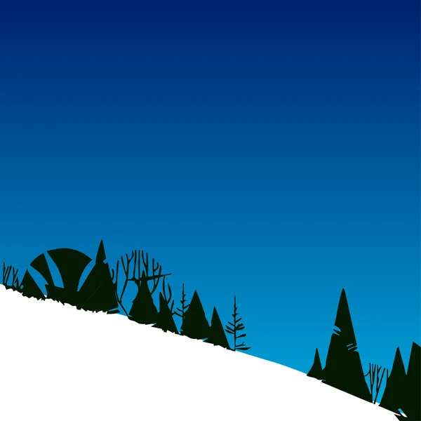 丘の上の山の森のイラスト — ストックベクタ