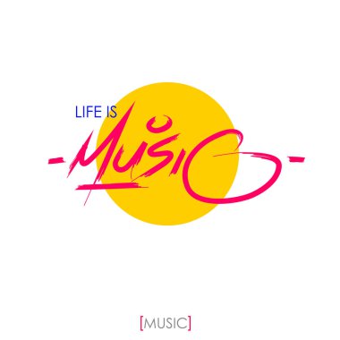 Müzik kelime. Elle çizilmiş Müzik Festivali için yazı. Mürekkep çizim. Modern fırça hat.