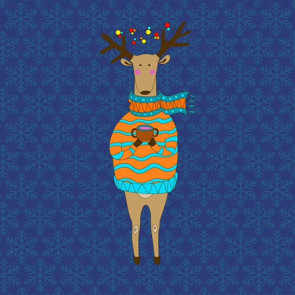 クリスマス鹿。明けましておめでとう。トナカイ — ストックベクタ