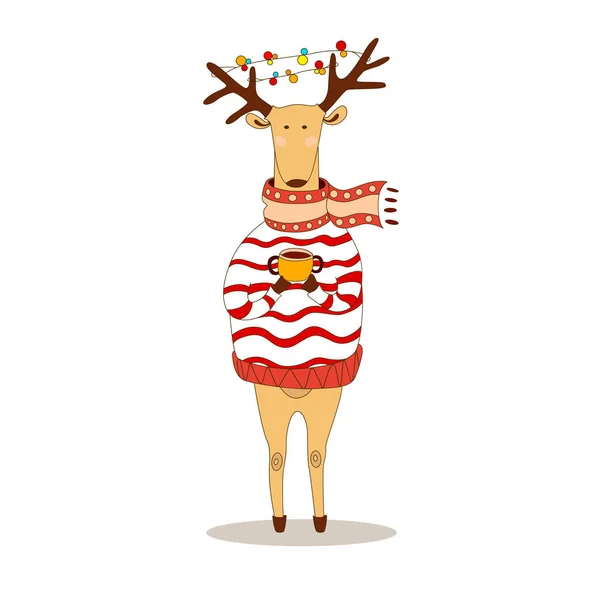クリスマス鹿。明けましておめでとう。トナカイ — ストックベクタ