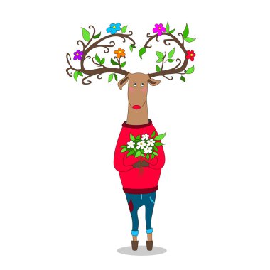 hipster geyik aşık olmak. vektör çizimi