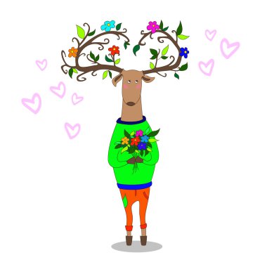 hipster geyik aşık olmak. vektör çizimi