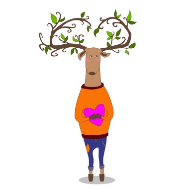 hipster geyik aşık olmak. vektör çizimi