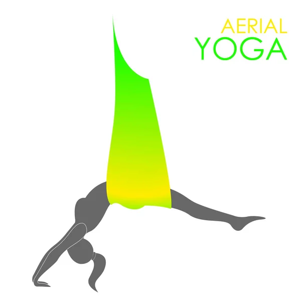 Plantilla de logotipo de yoga aéreo. Yoga anti-gravedad — Vector de stock