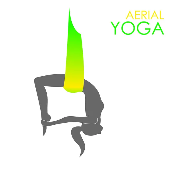 Plantilla de logotipo de yoga aéreo. Yoga anti-gravedad — Archivo Imágenes Vectoriales