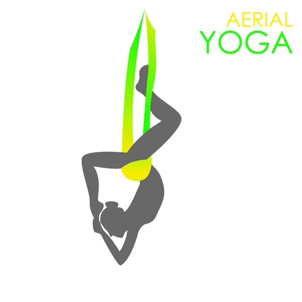 Plantilla de logotipo de yoga aéreo. Yoga anti-gravedad — Archivo Imágenes Vectoriales