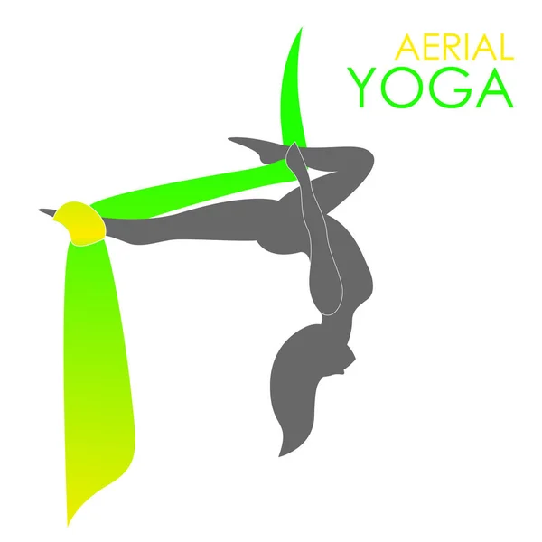 Modello logo yoga aereo. Yoga anti-gravità — Vettoriale Stock