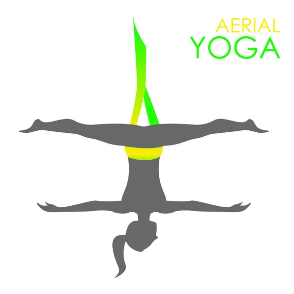 Plantilla de logotipo de yoga aéreo. Yoga anti-gravedad — Vector de stock