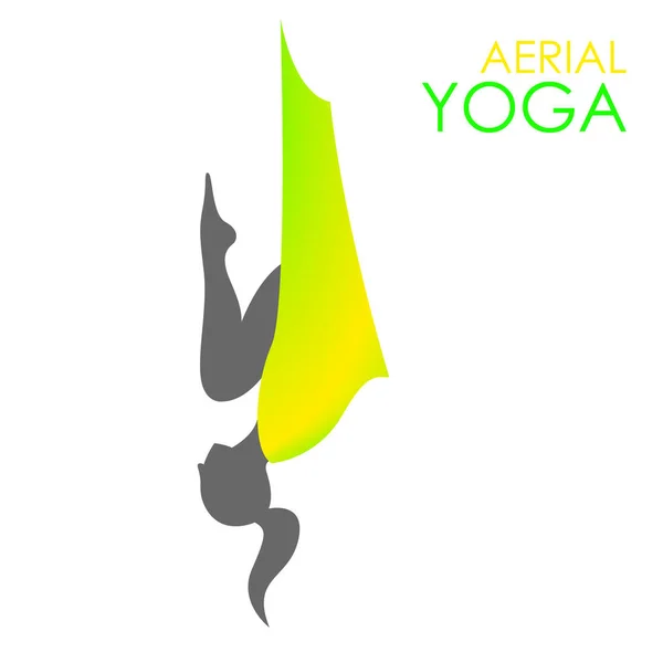 Plantilla de logotipo de yoga aéreo. Yoga anti-gravedad — Archivo Imágenes Vectoriales