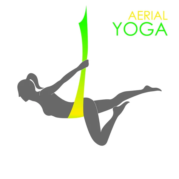 Templat logo yoga udara. yoga anti-gravitasi - Stok Vektor