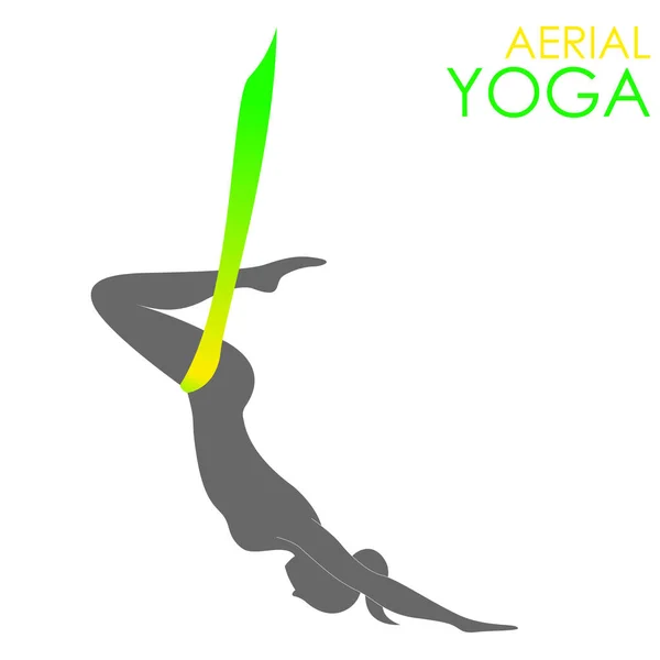 Plantilla de logotipo de yoga aéreo. Yoga anti-gravedad — Archivo Imágenes Vectoriales