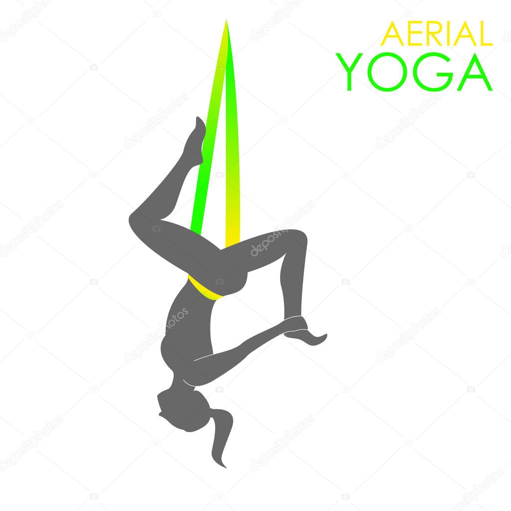 Aerial yoga logo template. Anti-gravity yoga